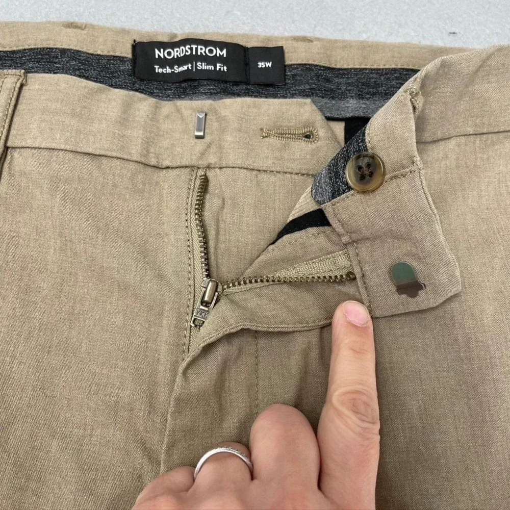 Nordstrom Tech-Smart Slim Fit Mens‎ 35W Tan Khaki Chino Shorts N0468215MN